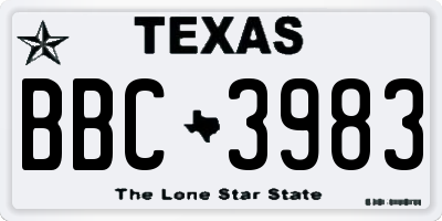 TX license plate BBC3983