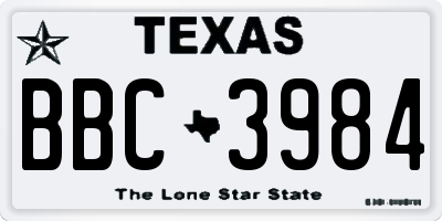 TX license plate BBC3984