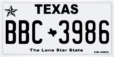 TX license plate BBC3986