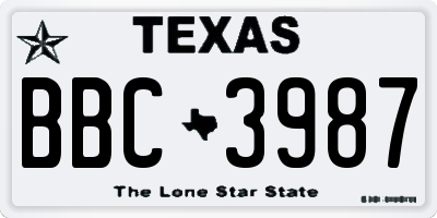 TX license plate BBC3987