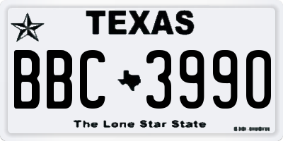 TX license plate BBC3990