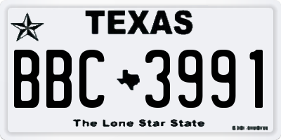 TX license plate BBC3991