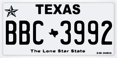 TX license plate BBC3992