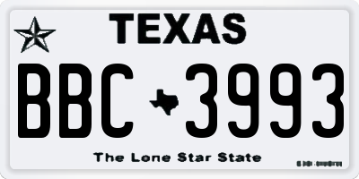 TX license plate BBC3993