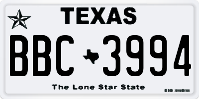 TX license plate BBC3994