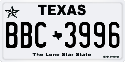 TX license plate BBC3996