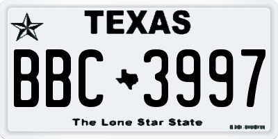 TX license plate BBC3997