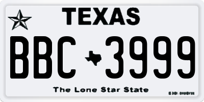 TX license plate BBC3999