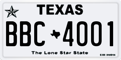 TX license plate BBC4001
