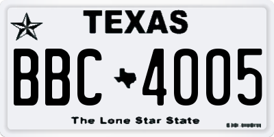 TX license plate BBC4005