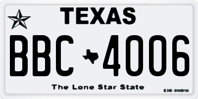 TX license plate BBC4006