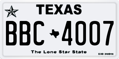 TX license plate BBC4007