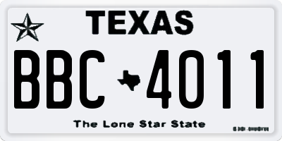 TX license plate BBC4011