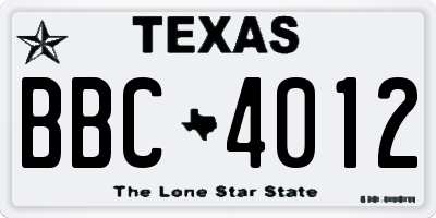 TX license plate BBC4012