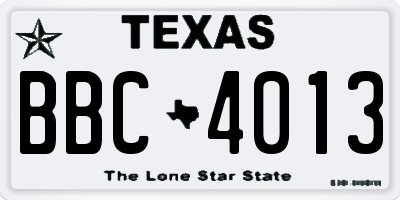 TX license plate BBC4013