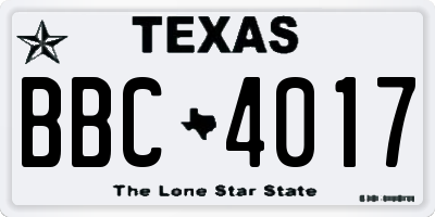 TX license plate BBC4017