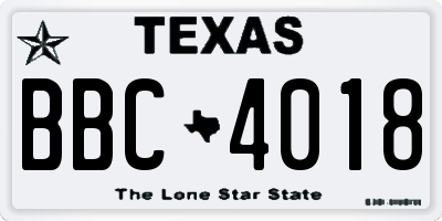 TX license plate BBC4018