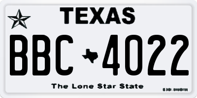 TX license plate BBC4022