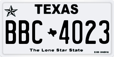 TX license plate BBC4023