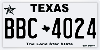 TX license plate BBC4024