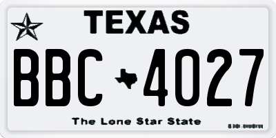 TX license plate BBC4027