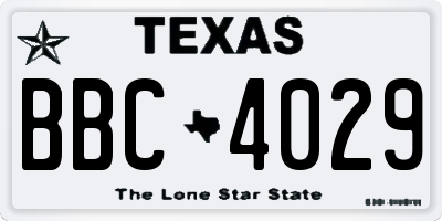 TX license plate BBC4029