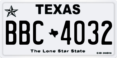 TX license plate BBC4032