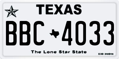 TX license plate BBC4033