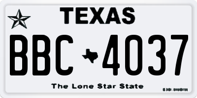 TX license plate BBC4037