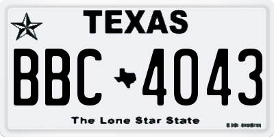 TX license plate BBC4043