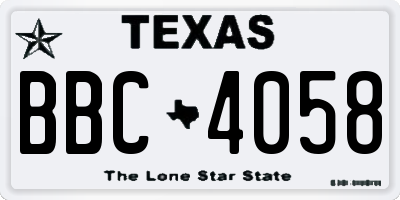 TX license plate BBC4058