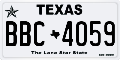 TX license plate BBC4059