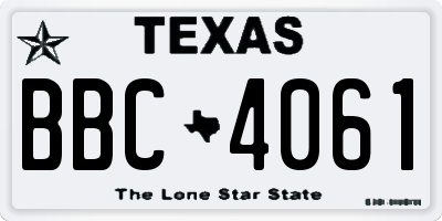 TX license plate BBC4061