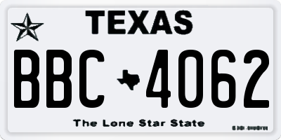 TX license plate BBC4062