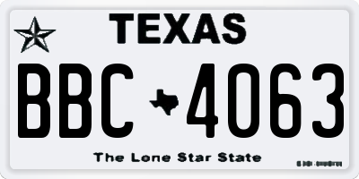 TX license plate BBC4063