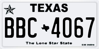 TX license plate BBC4067