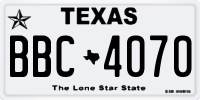 TX license plate BBC4070