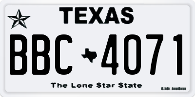 TX license plate BBC4071