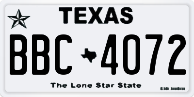 TX license plate BBC4072