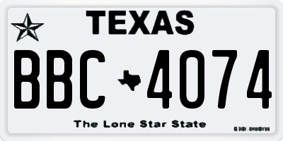 TX license plate BBC4074