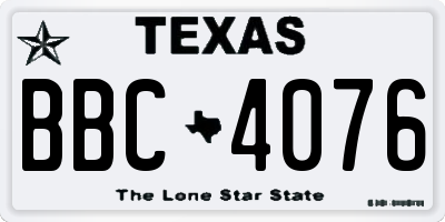 TX license plate BBC4076