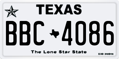 TX license plate BBC4086