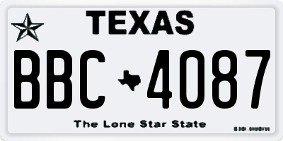 TX license plate BBC4087