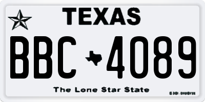 TX license plate BBC4089