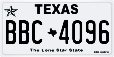 TX license plate BBC4096