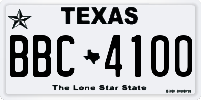 TX license plate BBC4100