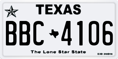 TX license plate BBC4106