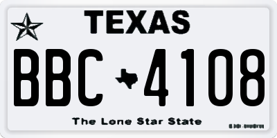 TX license plate BBC4108