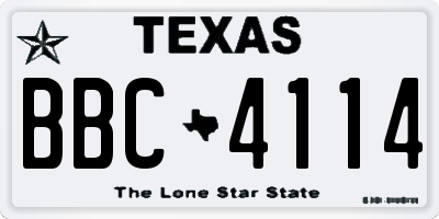 TX license plate BBC4114