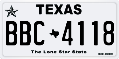 TX license plate BBC4118